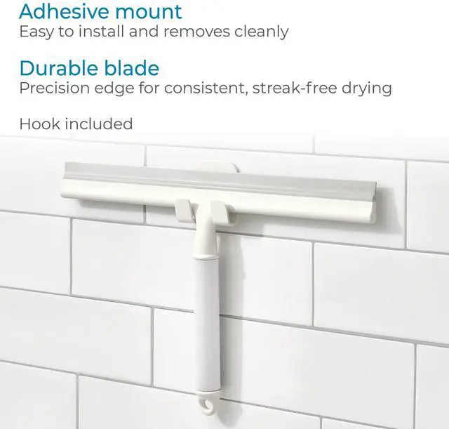 Main image of iDesign Shower Squeegee with Adhesive Hook Orleans Collection - Coconut/White