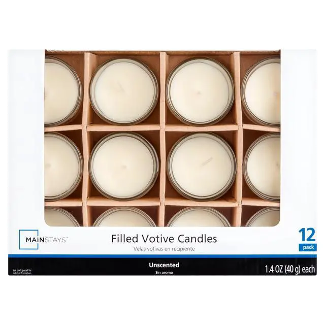 Alt view image 2 of 5 - Mainstays Unscented Filled Votive Glass Candles, Ivory, 12-Pack