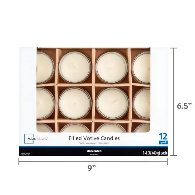 Alt view image 4 of 5 - Mainstays Unscented Filled Votive Glass Candles, Ivory, 12-Pack