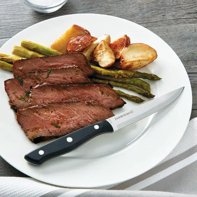 Alt view image 2 of 5 - Farberware Classic 4-Piece Stainless Steel Steak Knife Set, Black Handles