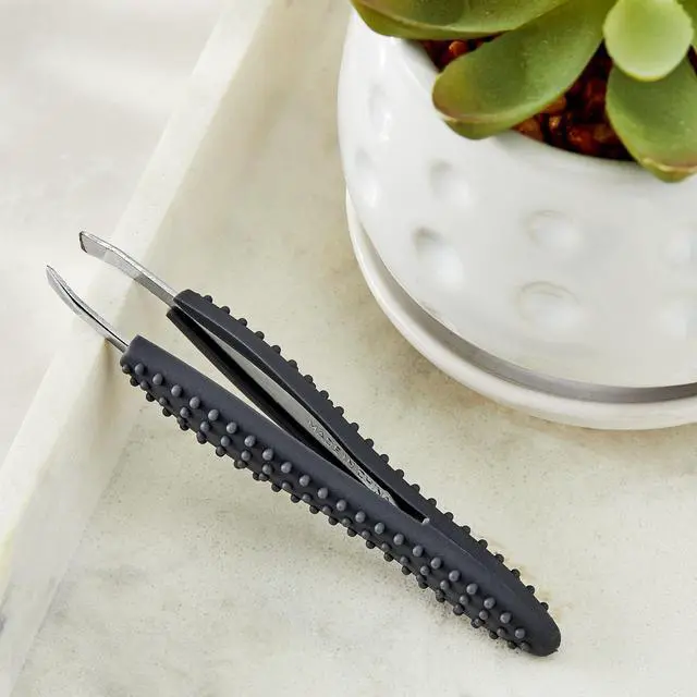 Alt view image 5 of 7 - (4 pack) Equate Stainless Steel Easy-Grip Slant-Tip Tweezers, 1 Count