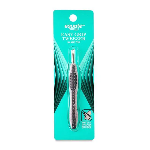 Alt view image 3 of 7 - (4 pack) Equate Stainless Steel Easy-Grip Slant-Tip Tweezers, 1 Count