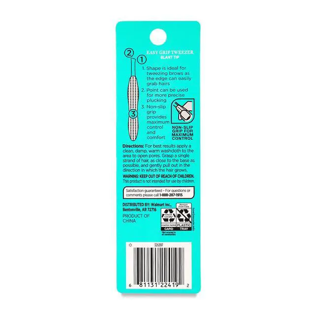 Alt view image 2 of 7 - (4 pack) Equate Stainless Steel Easy-Grip Slant-Tip Tweezers, 1 Count
