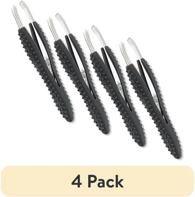 Main image of (4 pack) Equate Stainless Steel Easy-Grip Slant-Tip Tweezers, 1 Count