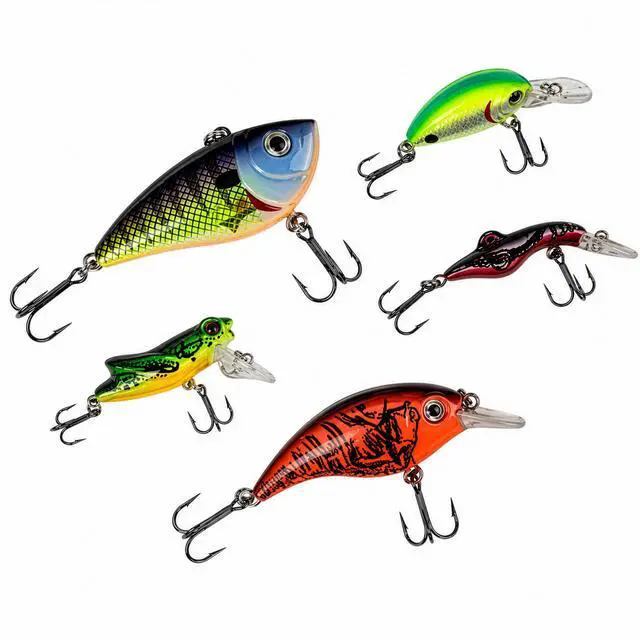 Alt view image 4 of 7 - Ozark Trail 5-Piece Multi-Species Fishing Lure Kit with Crankbaits & Rattle Lure