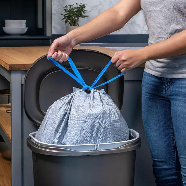 Alt view image 7 of 7 - Hefty Ultra Strong 13 Gallon Trash Bags, Tall Kitchen Trash Bags Made with Recovered Materials, Including Coastal Plastic, Gray, Seaside Breeze Scent, 40 Bags