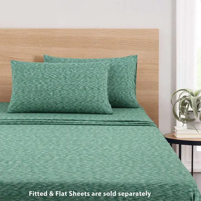 Alt view image 4 of 5 - Mainstays 100% Cotton Extra Soft Jersey Pillowcase Set, Standard/Queen, Green Sage Crackle, 2 Pieces