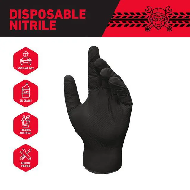 Alt view image 2 of 7 - Grease Monkey Nitrile Disposable Gloves, Latex Free, Touchscreen, Black, Large, 50 Pack