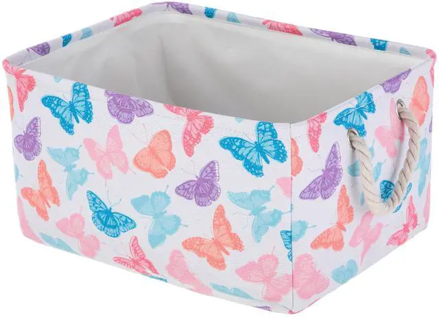 Alt view image 2 of 7 - Your Zone Kids Butterfly Canvas Storage Basket with Handles, 15 in x 11 in x 7.8 in