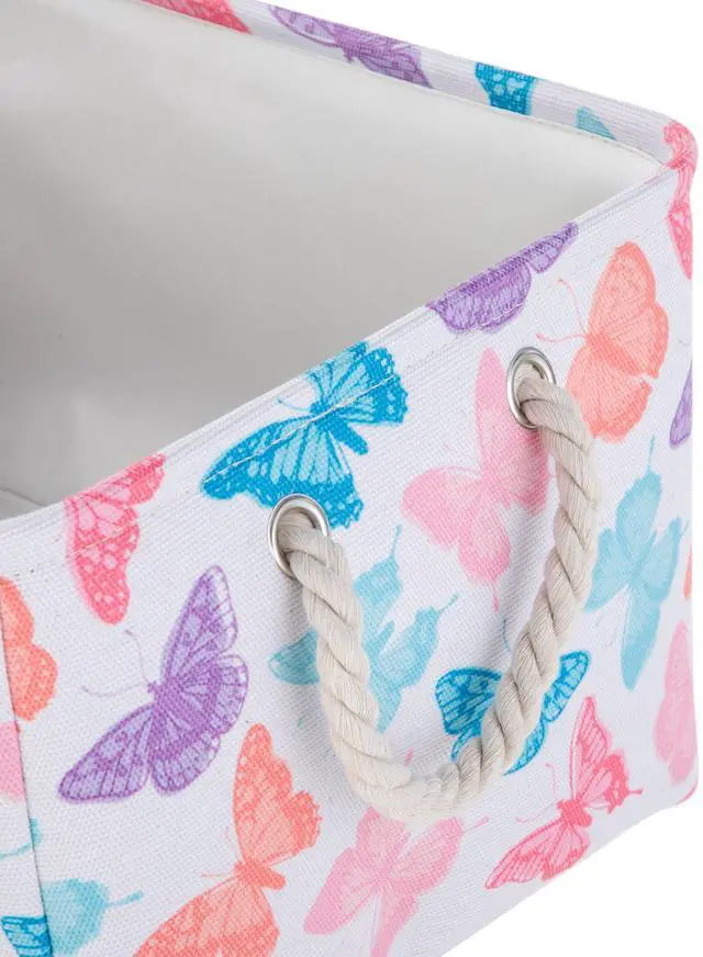 Alt view image 3 of 7 - Your Zone Kids Butterfly Canvas Storage Basket with Handles, 15 in x 11 in x 7.8 in