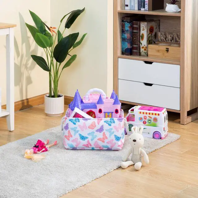 Main image of Your Zone Kids Butterfly Canvas Storage Basket with Handles, 15 in x 11 in x 7.8 in