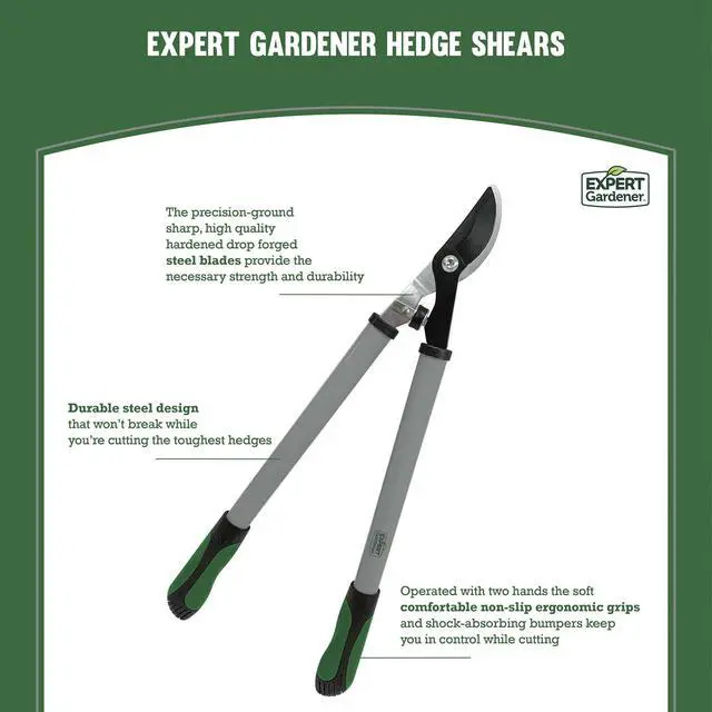 Alt view image 2 of 6 - Expert Gardener 24 in Steel Bypass Lopper, 1 in Cutting Capacity, Green and Black