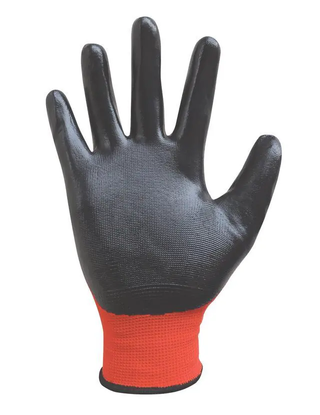 Alt view image 2 of 6 - Grease Monkey Nitrile Coated Work Gloves, Red, Men's Large, 8 Pair
