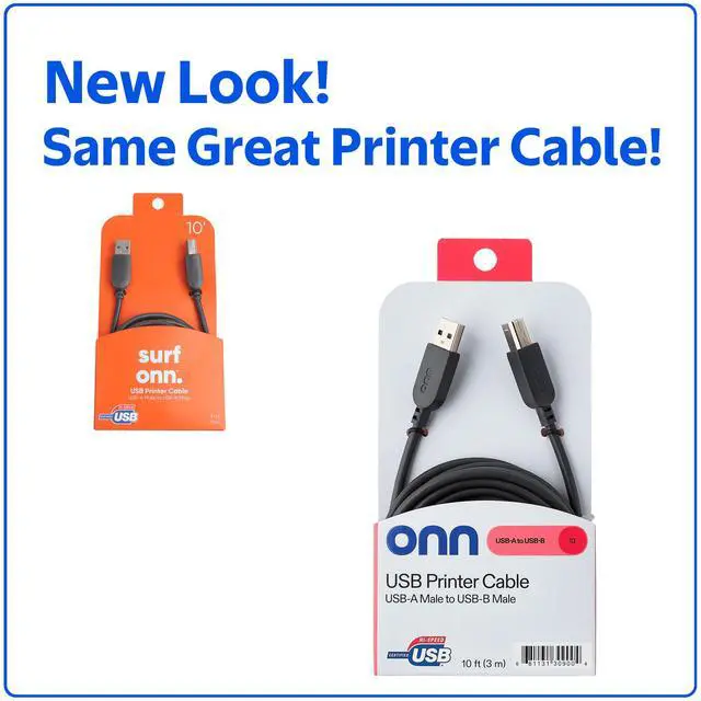 Alt view image 5 of 6 - onn 10ft USB Printer Cable, USB to USB-B, Gray, 1 Piece per Pack