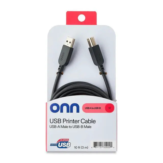Alt view image 4 of 6 - onn 10ft USB Printer Cable, USB to USB-B, Gray, 1 Piece per Pack