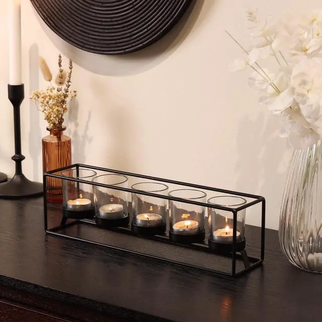 Alt view image 7 of 7 - Mainstays Decorative Black Metal Votive Centerpiece Candleholder, 4"