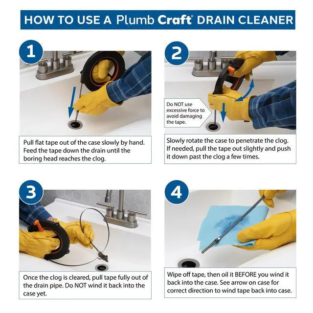Alt view image 4 of 6 - Plumb Craft 1/4 in. 20 ft. Sink Drain Cleaner with Storage Case