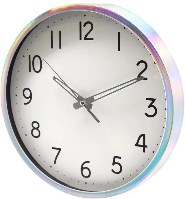 Main image of Mainstays 12" Quartz Iridescent Indoor Wall Clock, Easy Read Large Bold Numbers