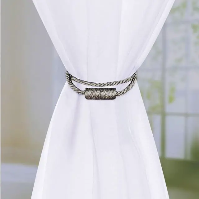 Alt view image 6 of 6 - Mainstays 2-Pack Magnetic Tiebacks for Curtains, 18 Inch - Gray
