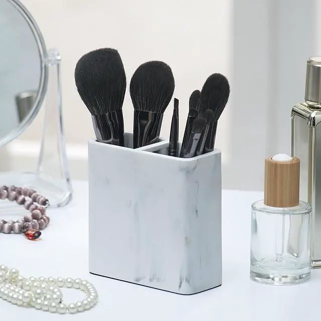 Alt view image 4 of 6 - Better Homes & Gardens Faux Marble Toothbrush Holder, White