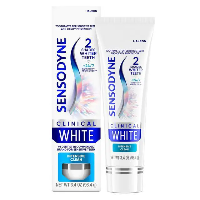 Alt view image 5 of 5 - Sensodyne Clinical White Toothpaste Clinically Proven Whitening for Sensitive Teeth, Intensive Clean, 3.4 Oz