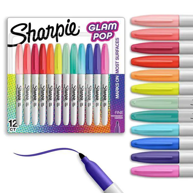 Alt view image 3 of 4 - Sharpie Glam Pop Permanent Markers, Fine Point, 12 Count