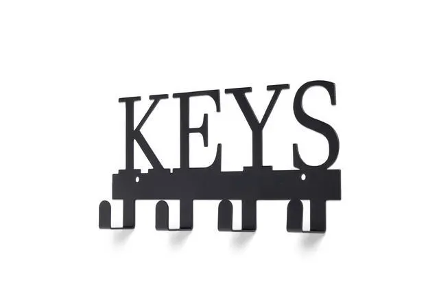 Alt view image 4 of 5 - Mainstays 10 inch Shelf Mail and Key Wall Mount Rack Organizer with 4 Key Hooks for Leashes, Keychains, 2 lbs Capacity, Black, 1 Pack