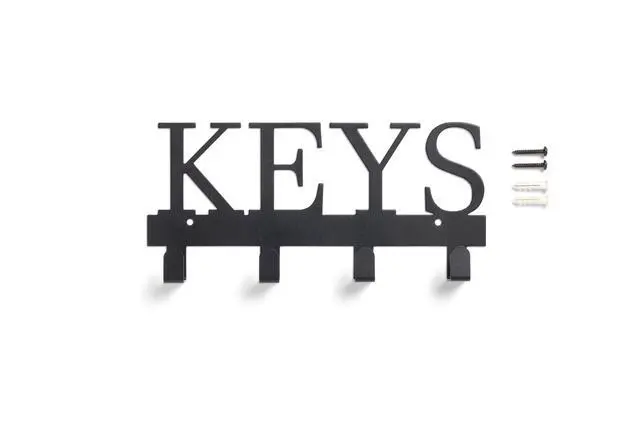 Alt view image 5 of 5 - Mainstays 10 inch Shelf Mail and Key Wall Mount Rack Organizer with 4 Key Hooks for Leashes, Keychains, 2 lbs Capacity, Black, 1 Pack