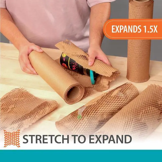 Alt view image 2 of 7 - Pen+Gear 12 in. x 75 ft. Honeycomb Packing Paper & Cushioning Wrap, Perforated, Kraft, 1 Roll