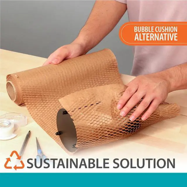 Alt view image 3 of 7 - Pen+Gear 12 in. x 75 ft. Honeycomb Packing Paper & Cushioning Wrap, Perforated, Kraft, 1 Roll