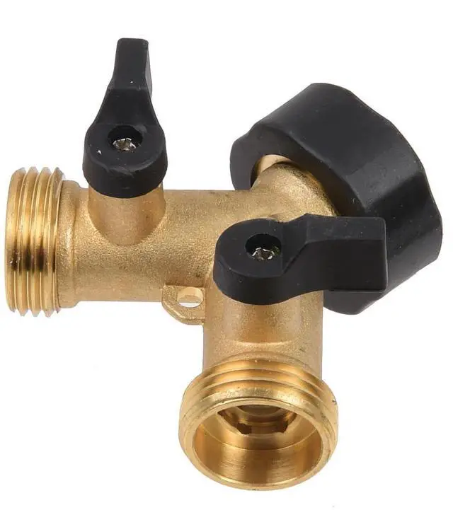 Alt view image 3 of 5 - Expert Gardener Brass 2-Way Y Hose Shut-off Connector