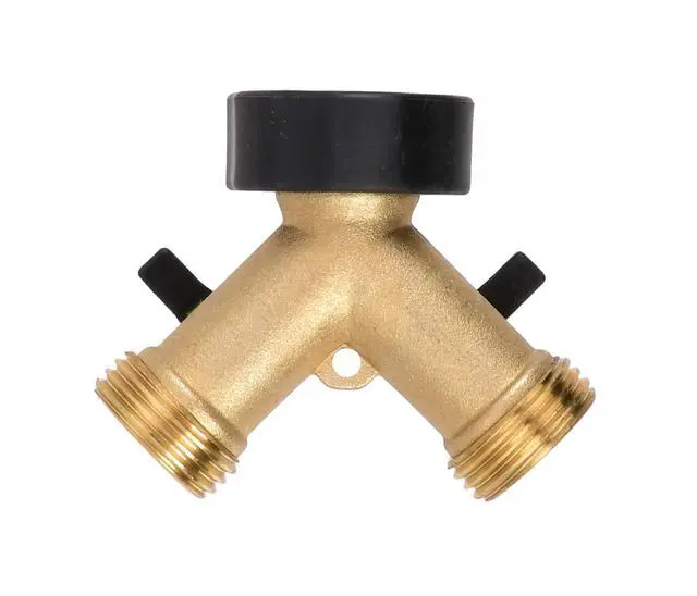 Alt view image 4 of 5 - Expert Gardener Brass 2-Way Y Hose Shut-off Connector