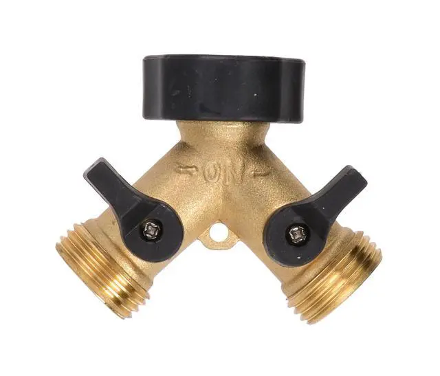 Alt view image 5 of 5 - Expert Gardener Brass 2-Way Y Hose Shut-off Connector