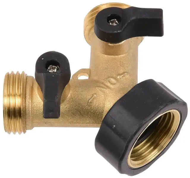 Main image of Expert Gardener Brass 2-Way Y Hose Shut-off Connector