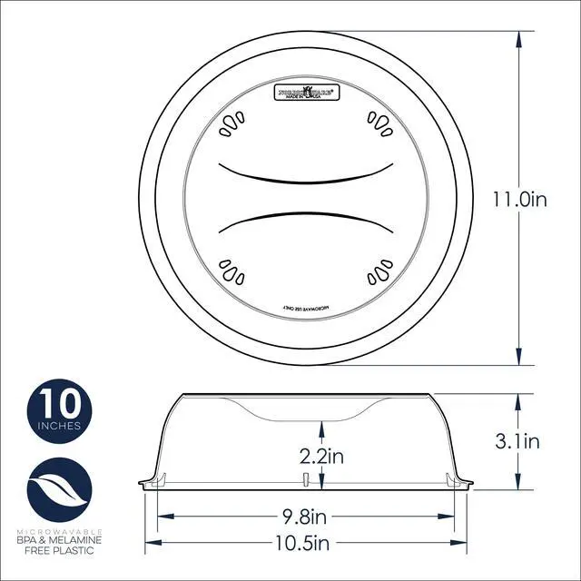 Alt view image 2 of 6 - Nordic Ware Deluxe Microwave Plastic Spatter Cover, Clear, 11" x 11" x 3.1", 1 Piece