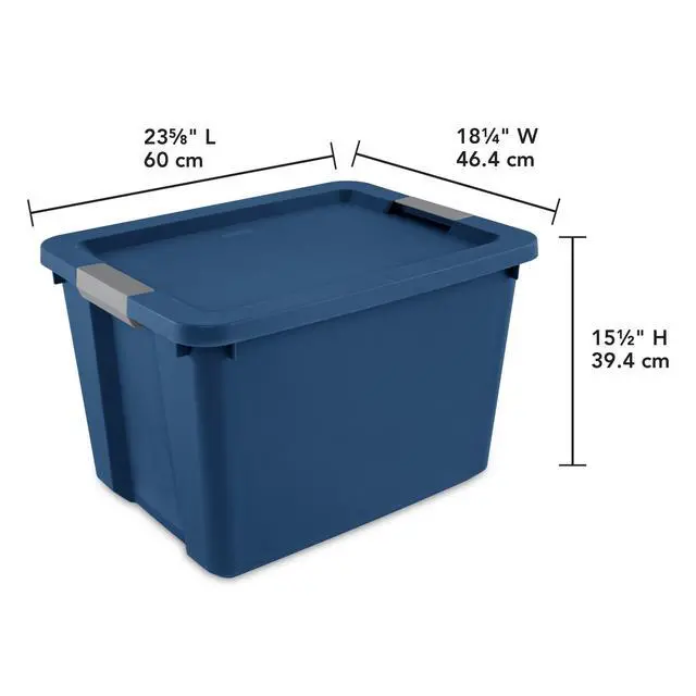 Alt view image 3 of 6 - Sterilite 20 Gallon Large Storage Bin, Plastic Storage Container with Latch Lid, Blue