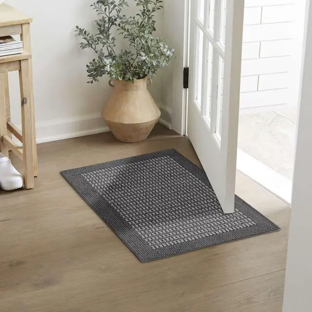 Alt view image 2 of 6 - Mainstays Faux Sisal Olefin Gray Border Indoor Accent Rug, 1 ft 8 in x 2 ft 6 in