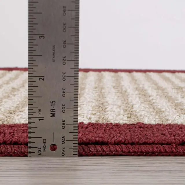 Alt view image 3 of 7 - Mainstays Farmhouse Faux Sisal Olefin Red Border Indoor Accent Rug, 1'8"x2'6"