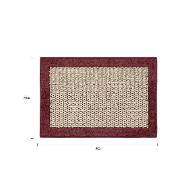 Alt view image 6 of 7 - Mainstays Farmhouse Faux Sisal Olefin Red Border Indoor Accent Rug, 1'8"x2'6"