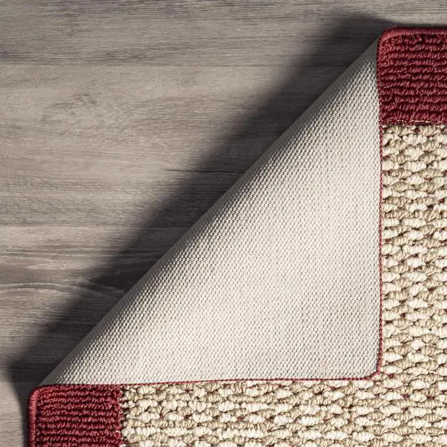 Alt view image 5 of 7 - Mainstays Farmhouse Faux Sisal Olefin Red Border Indoor Accent Rug, 1'8"x2'6"