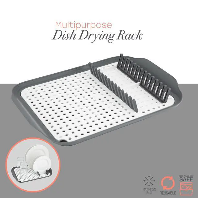 Alt view image 4 of 6 - Kitchen Details 2 Tone Self Draining Dish Rack 16" L, Gray