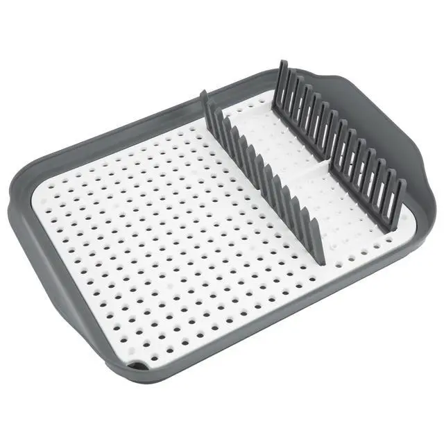 Alt view image 6 of 6 - Kitchen Details 2 Tone Self Draining Dish Rack 16" L, Gray