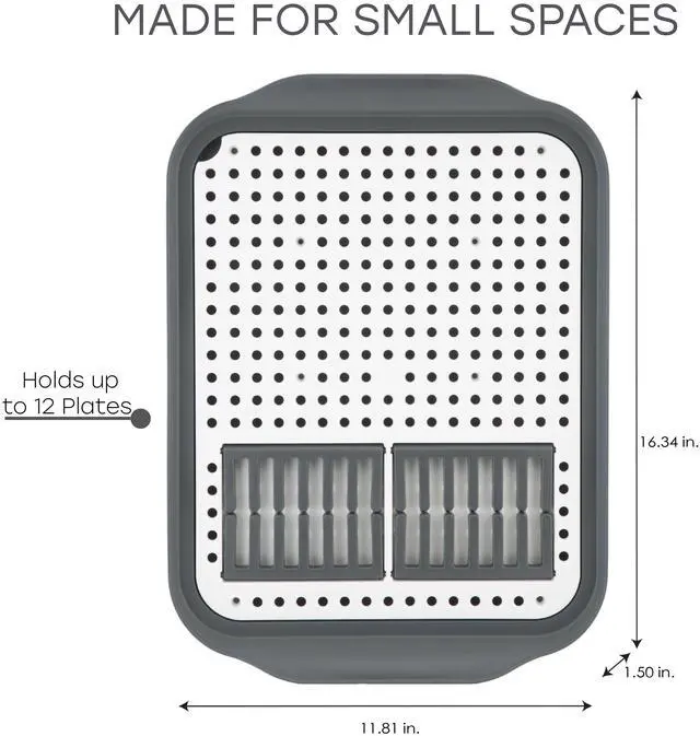 Main image of Kitchen Details 2 Tone Self Draining Dish Rack 16" L, Gray