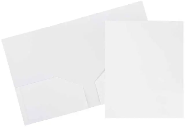 Main image of JAM Paper Heavy Duty Plastic 2 Pocket School Folders, White, 3/Pack