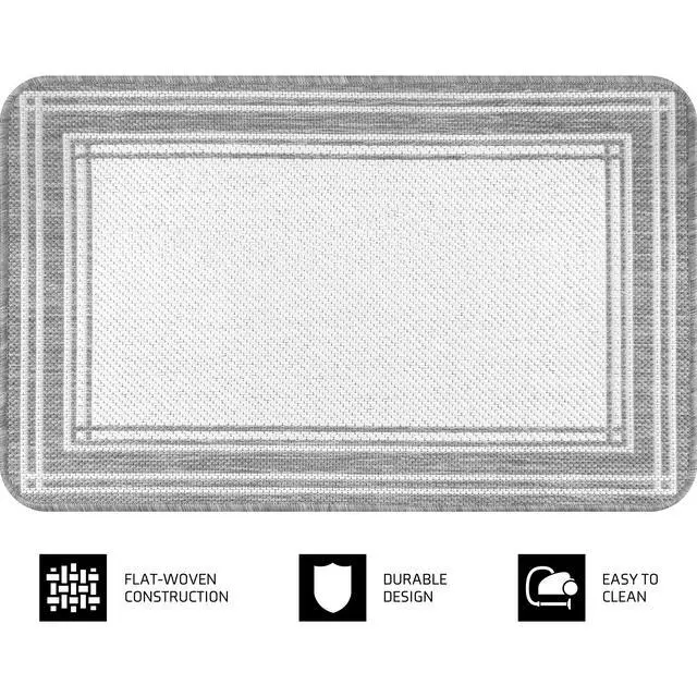 Alt view image 4 of 6 - Mainstays Décor Frame Woven Kitchen Mat, Gray, 20" x 32"