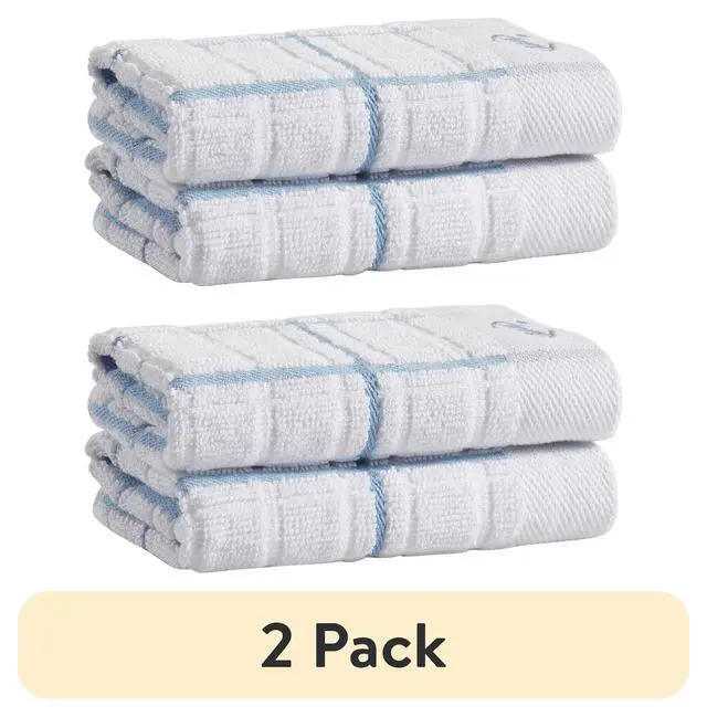 Alt view image 2 of 6 - (2 pack) Clorox Cotton Dish Cloths 2 Pack, Absorbent for Cooking, Drying Dishes, Cleaning - (12" x 12") Blue