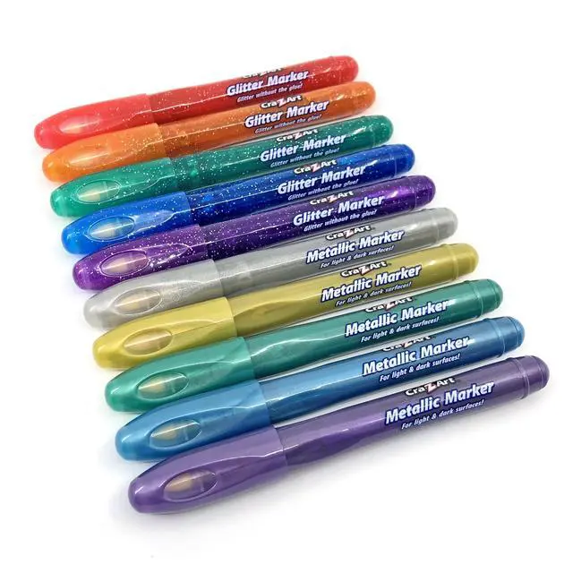 Alt view image 7 of 7 - Cra-Z-Art Glitter and Metallic Art Marker Set, 5 glitter and 5 metallic