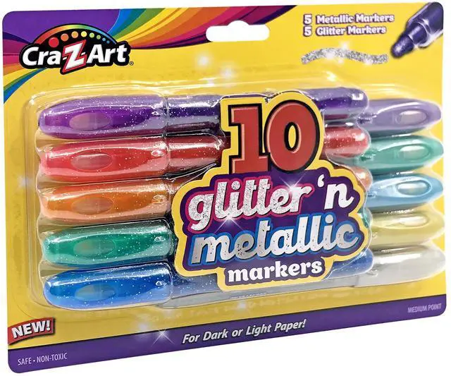 Main image of Cra-Z-Art Glitter and Metallic Art Marker Set, 5 glitter and 5 metallic