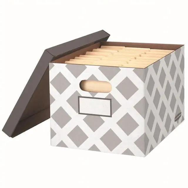 Alt view image 4 of 7 - Bankers Box 3-Count Decorative, Letter/Legal File Box, Grey, Diamond Design with Grey Lid