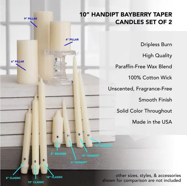 Alt view image 3 of 6 - Colonial Candle Unscented Taper Candle - Bayberry - 10 inch - Dripless - 8 hr Burn - Pack of 2